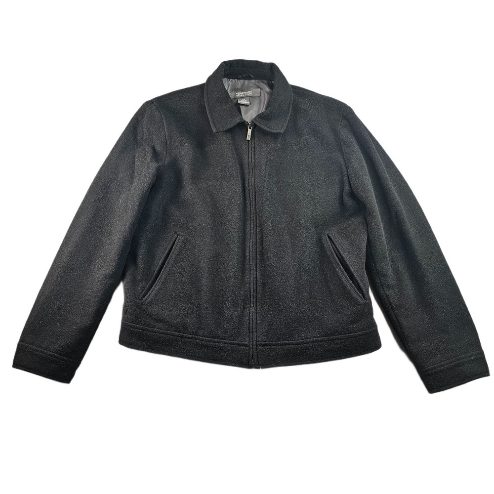 Kenneth Cole Reaction Jacket Mens Large Black Lined Soft Stretch Collar Full Zip
